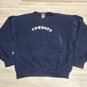 VTG 90’s Dallas Cowboys Majestic Men’s Blue Embroidered Sweatshirt Size L.